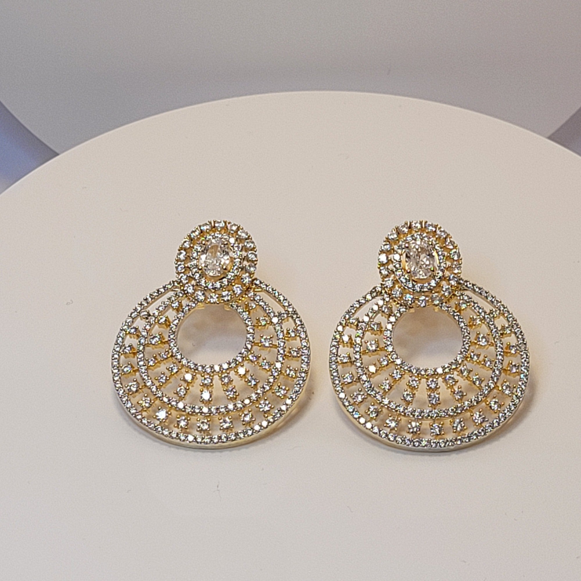 Women Jewelry - Round Earrings- American Diamonds