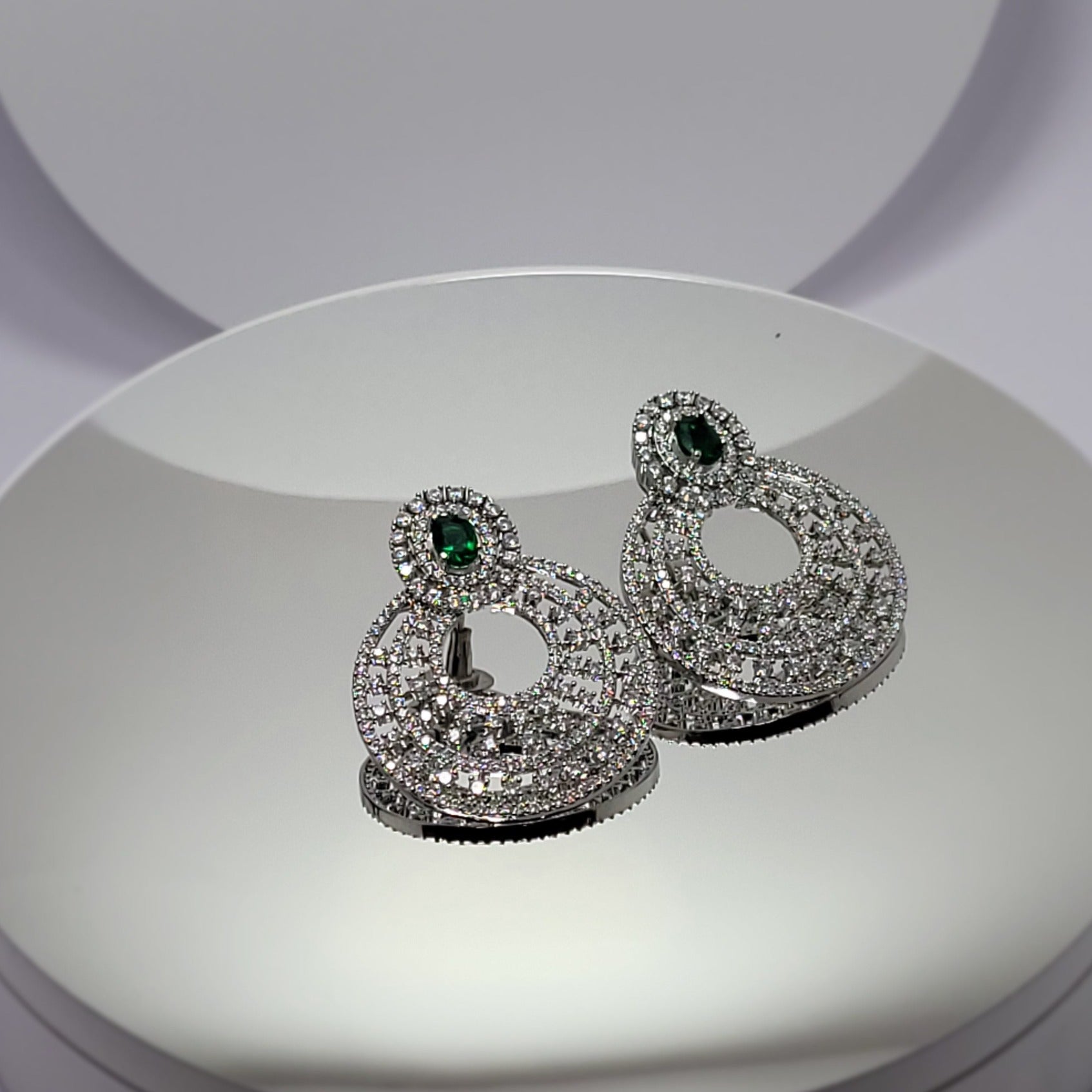 Women Jewelry - Round Earrings- American Diamonds