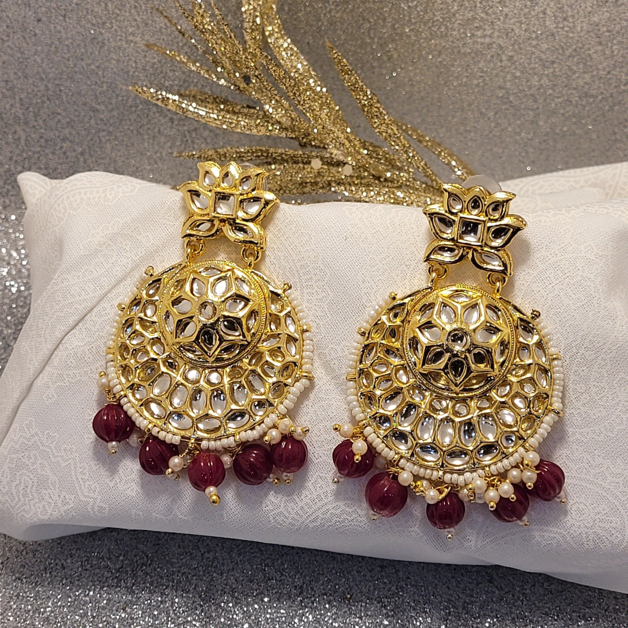 Women Jewelry  : Earrings -  Kundan Earrings - Dangle