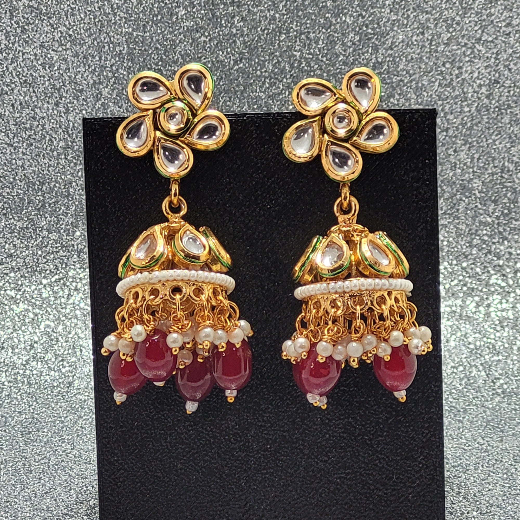 Women Jewelry  : Earrings -  Kundan Earrings - Jhumki