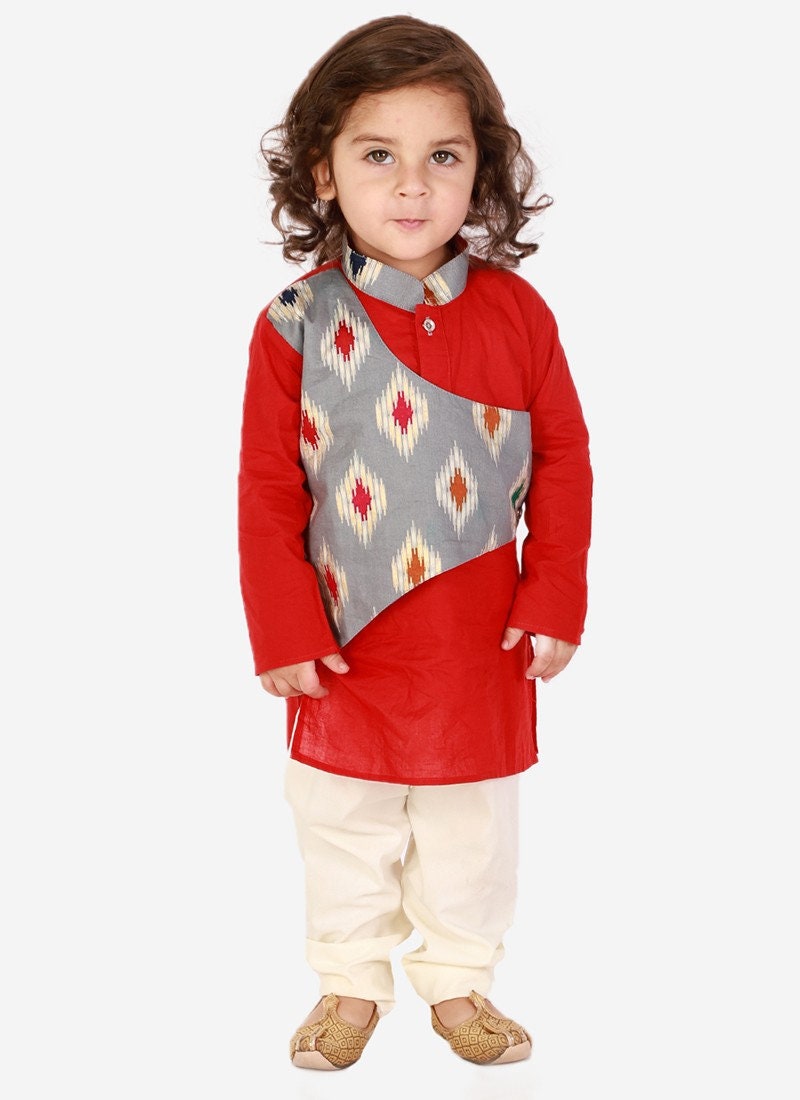 Kids Collection - Kurta and Pajama IKAT Print :- Festive Wear (Cotton)